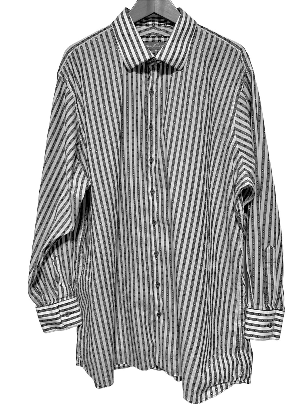 Antonio Valente XXL Geometric Stripe Button Down Shirt Contrast Cuffs